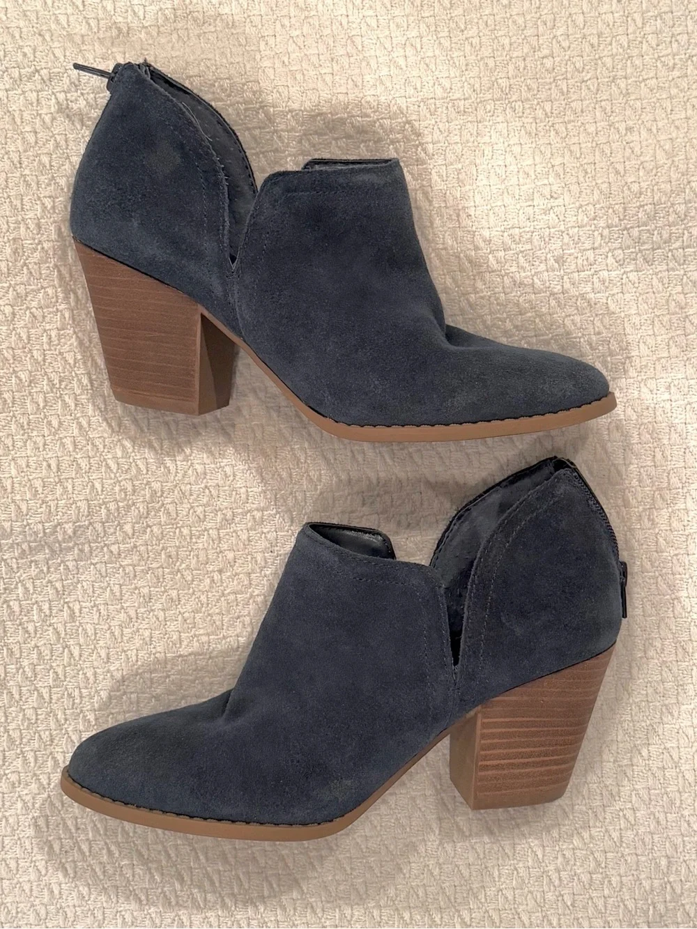 Carlos by Carlos Santana Dark Blue Suede Cutout Ankle Booties
